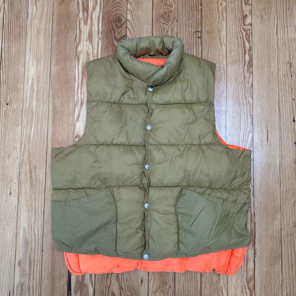 Vintage 70s 80s Red Head Reversible Puffer Hunting Vest - Men's Large - Picture 1 of 8